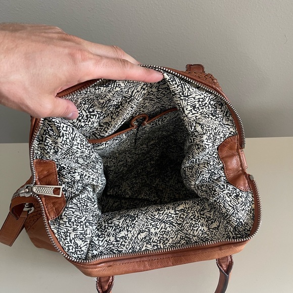 Rebecca Minkoff Bonnie Box Woven Almond Brown Leather Satchel Shoulder Bag - Picture 11 of 15